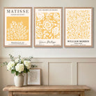 Quiet Luxury Decor featuring a Set of 3 Matisse & William Morris Floral in Yellow Art Prints in Oak Frames | Artze UK