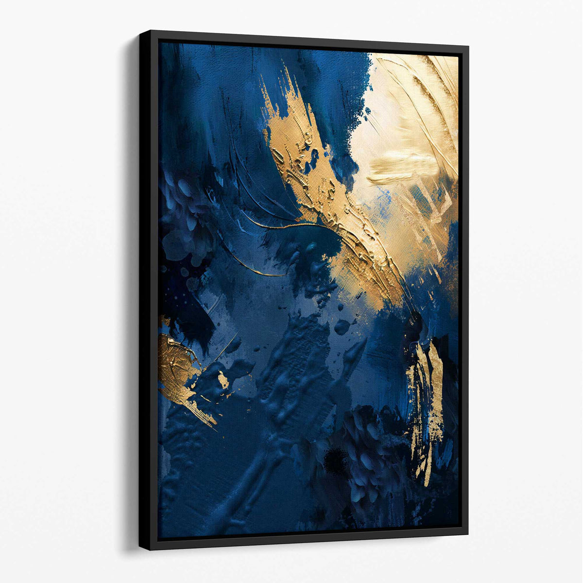Abstract Blue and Gold Canvas Wall Art Paint Strokes No 2 Artze Wall Art