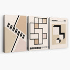 Set of 3 Bauhaus Geometric Neutral Beige Canvas Prints | Artze Wall Art