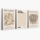 Set of 3 Picasso,Matisse and Yayoi Kusama Neutral Beige Canvas Prints | Artze Wall Art