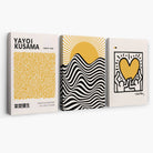 Set of 3 Yayoi Kusama, Keith Haring Yellow Canvas Prints | Artze Wall Art