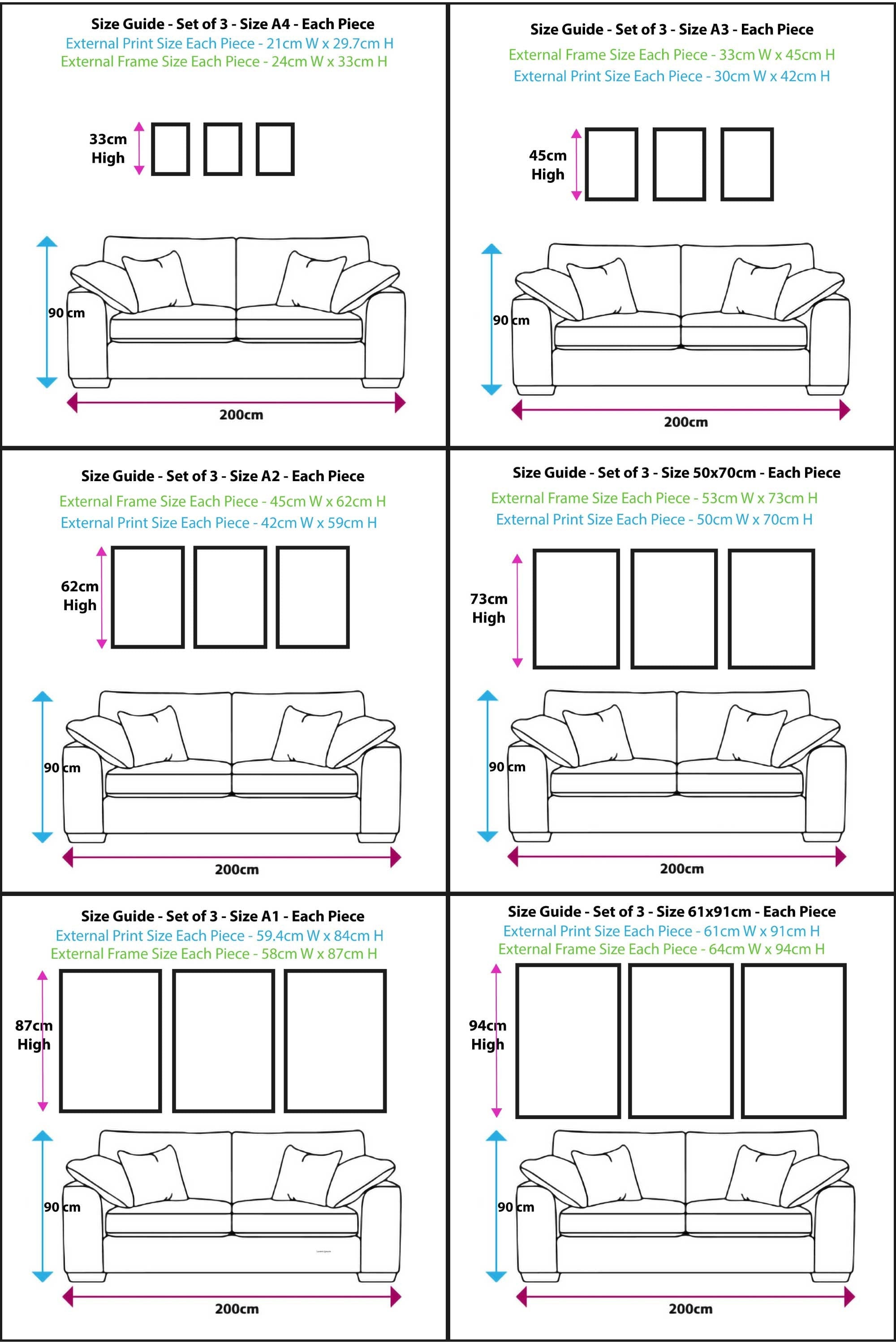 Flower Market Prints in Green, FRAMED Set of 3 with Flowers of London, Edinburgh, Dublin | Artze Wall Art UK