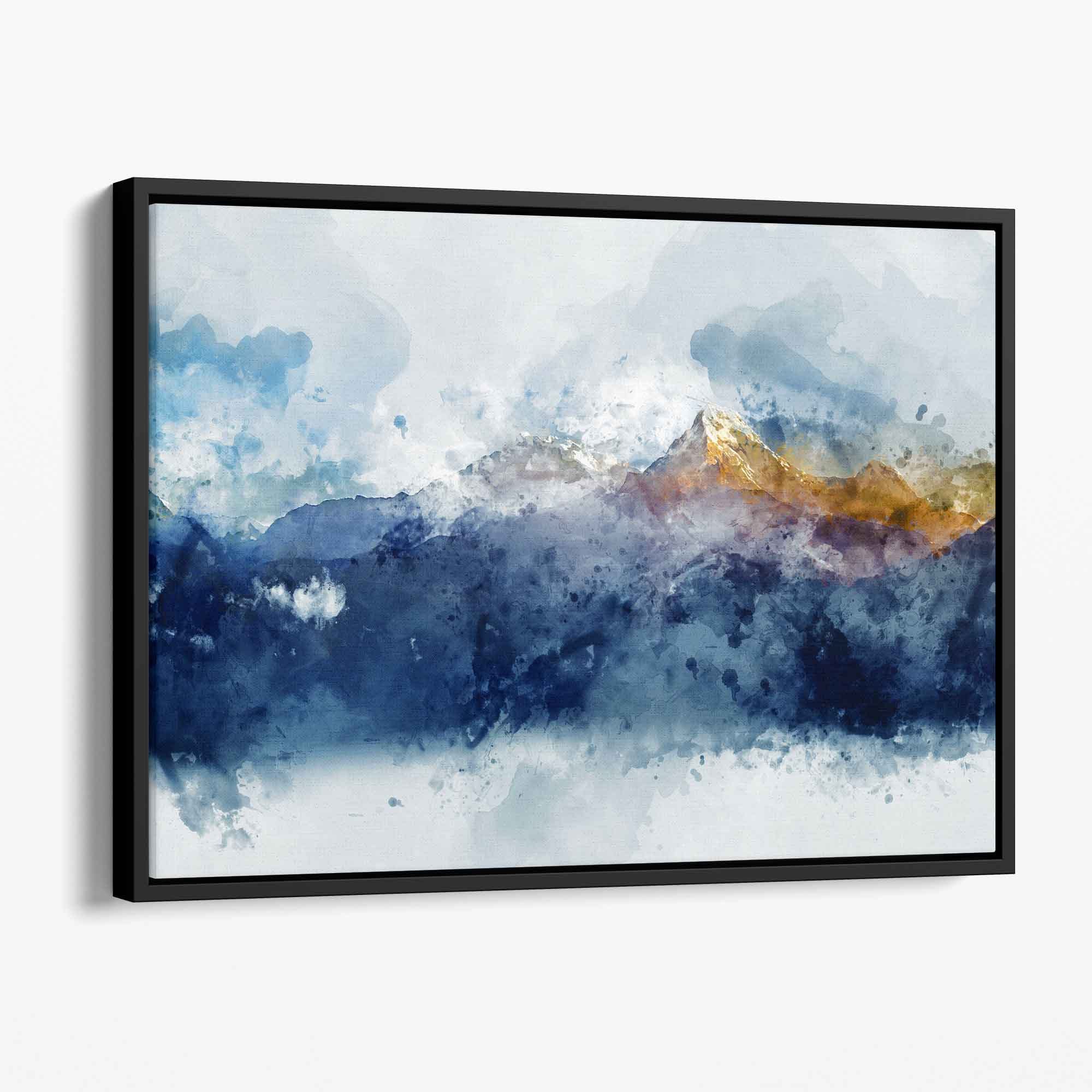 Abstract Blue and Yellow Mountains Wall Art Canvas | Abstract Landscape Print | Abstract Nature Wall Art | Abstract Mountains Poster