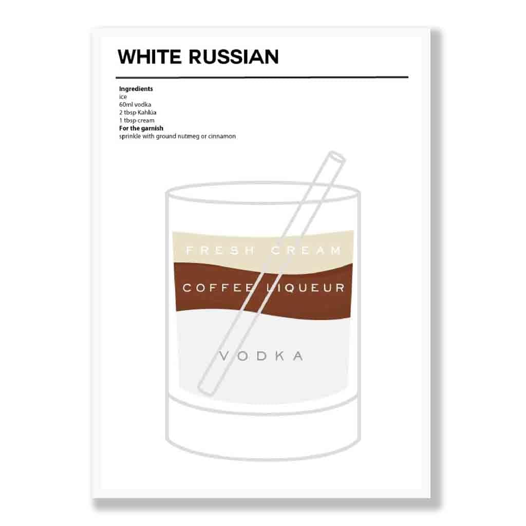 White Russian - Minimal Cocktail Poster