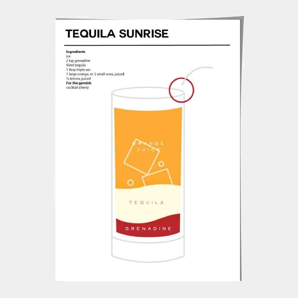 Tequila Sunrise - Minimal Cocktail Poster