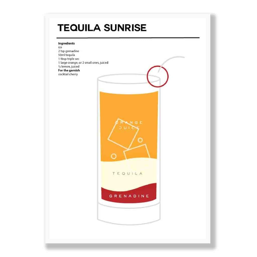 Tequila Sunrise - Minimal Cocktail Poster