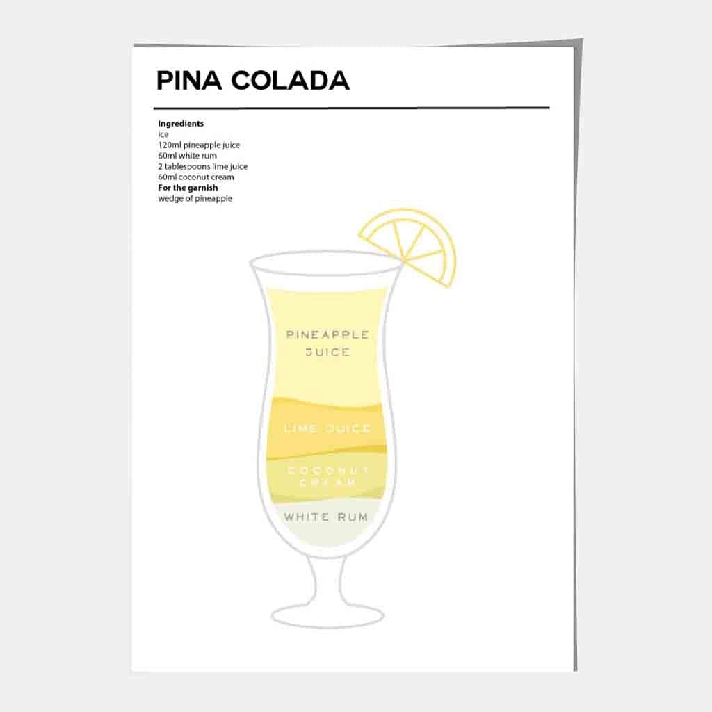 Pina Colada - Minimal Cocktail Poster