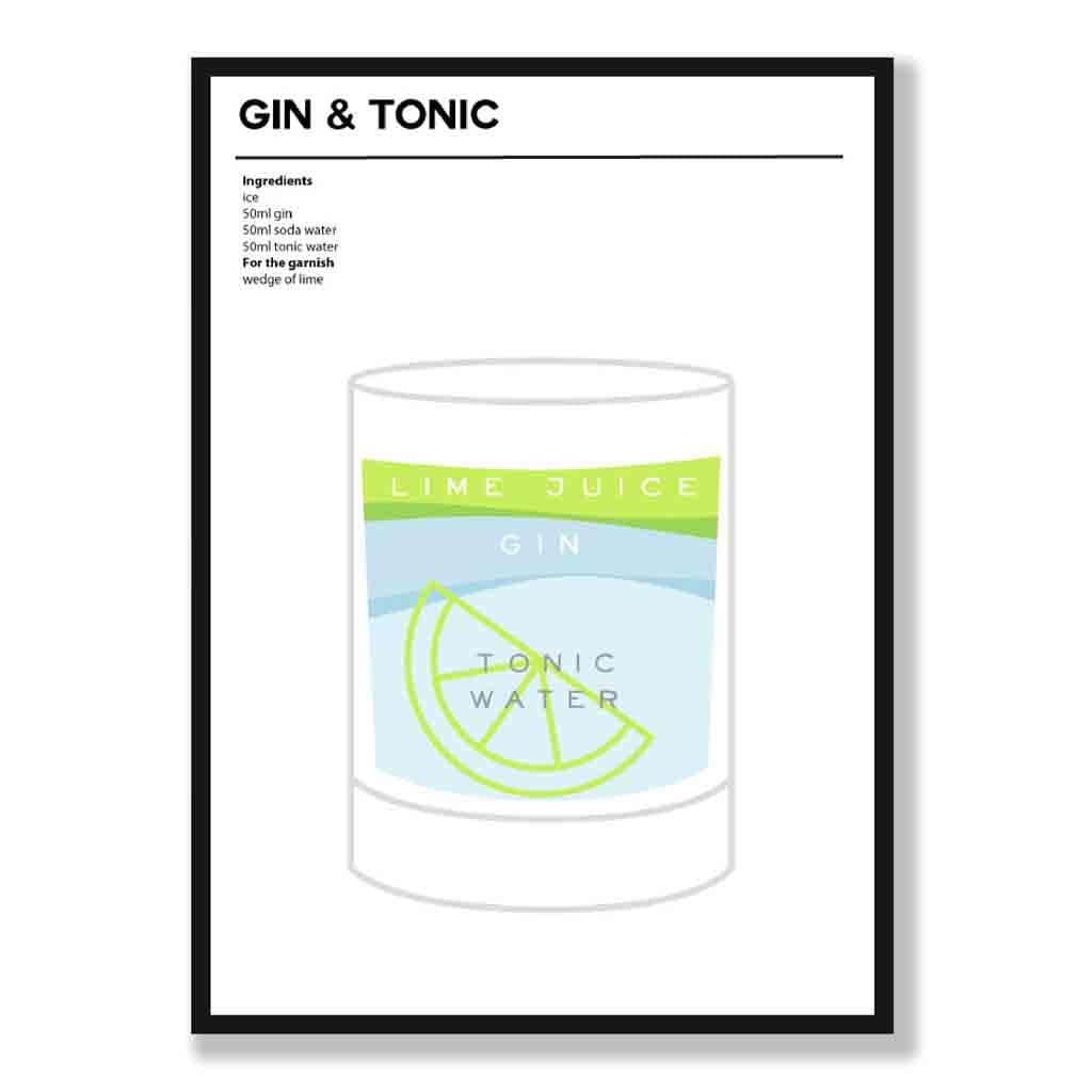 Gin and Tonic - Minimal Cocktail Poster