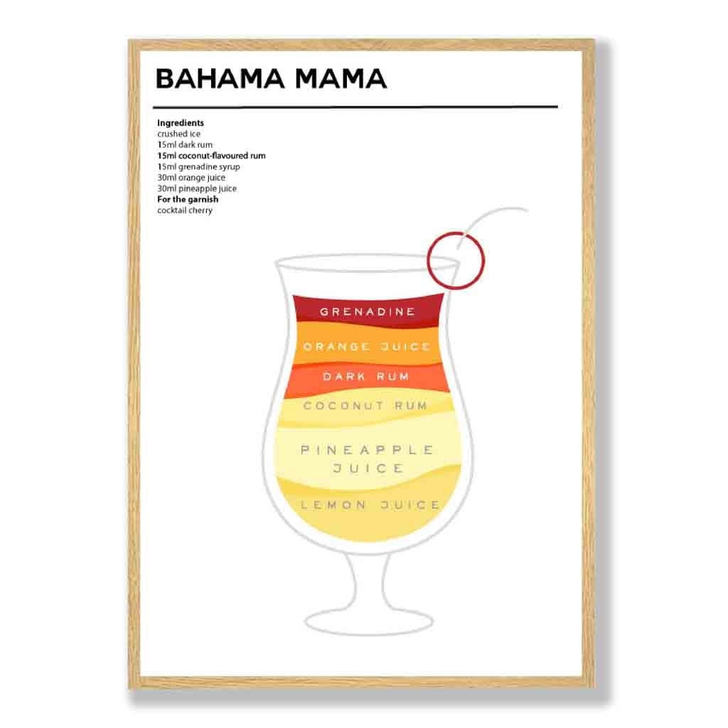 Bahama Mama - Minimal Cocktail Poster