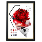 Black and Red Abstract Flower with Geometric Shapes No 2 Wall Art Print