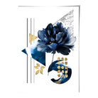Navy Blue and Gold Abstract Flower with Geometric Shapes No 1 Wall Art Print