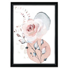 Blush Pink and Grey Abstract Floral Rose and Geometric Shapes No 1