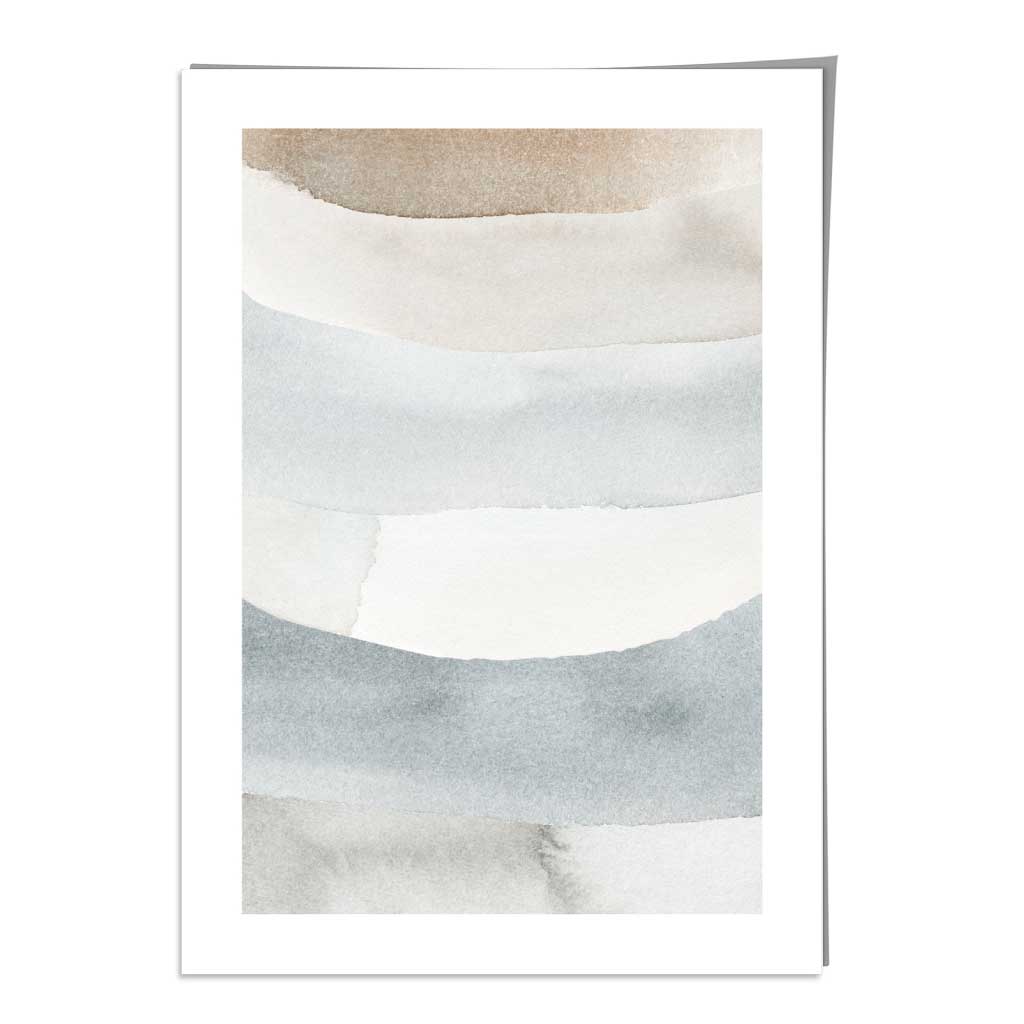 Abstract Beige and Blue Watercolour Strokes No3 Art Print