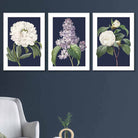 Vintage Flowers Lilac, Peony and Camellia Set of 3 Wall Art Prints