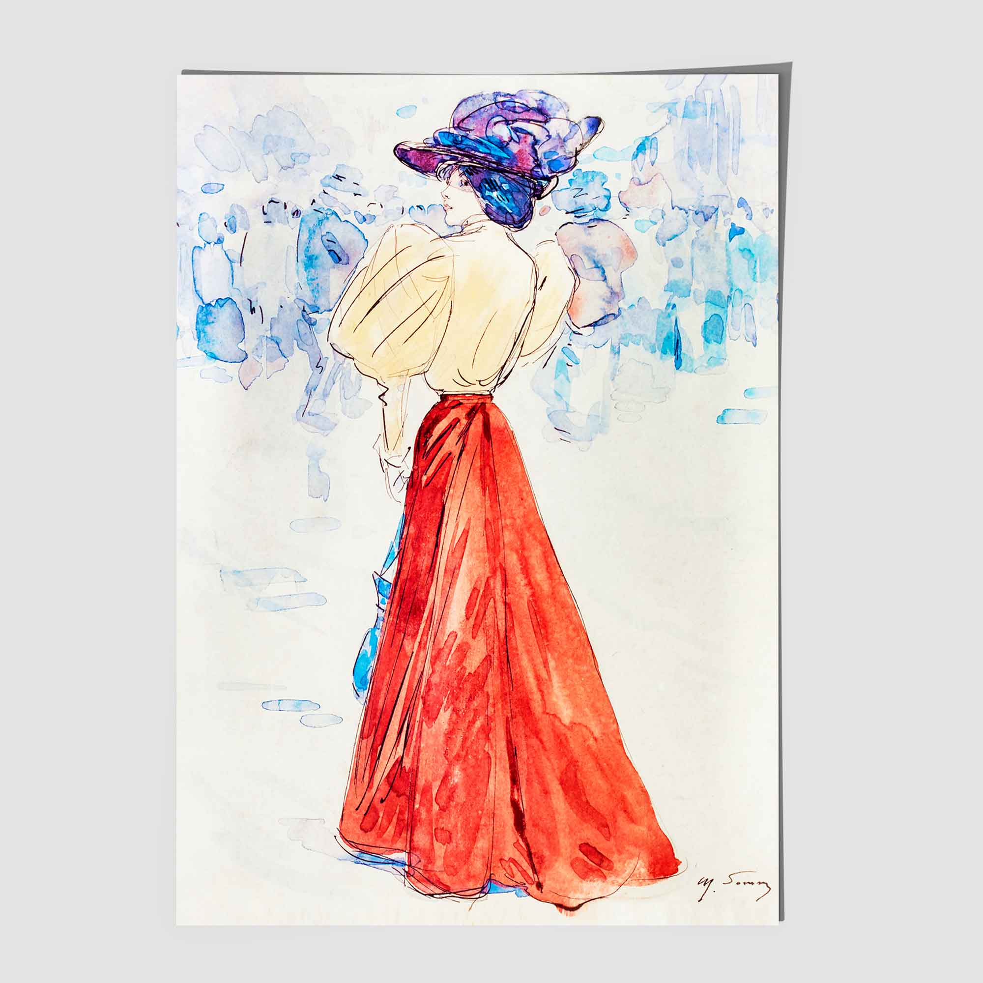 Somm - Elegant in a Red Skirt Art Print