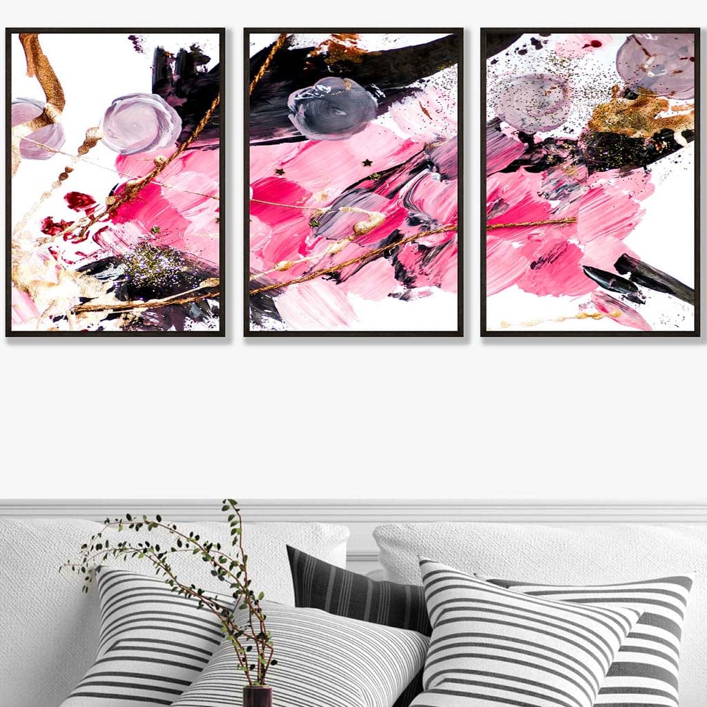 Set of 3 Geometric Abstract Pink Candy Wall Art Prints