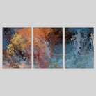 Set of 3 Abstract Blue and Orange Wall Art Prints