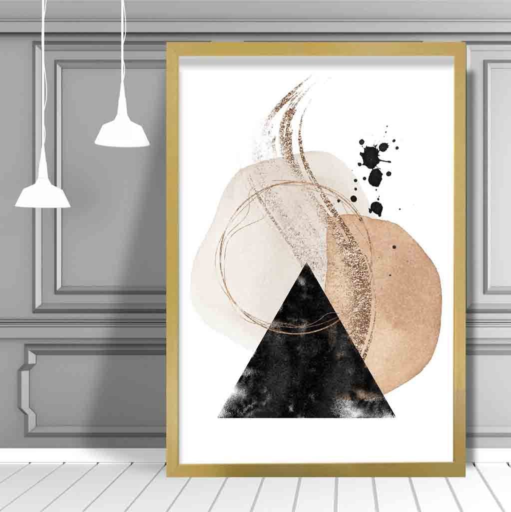 Abstract Geometric Black and Gold No 2 Art Print