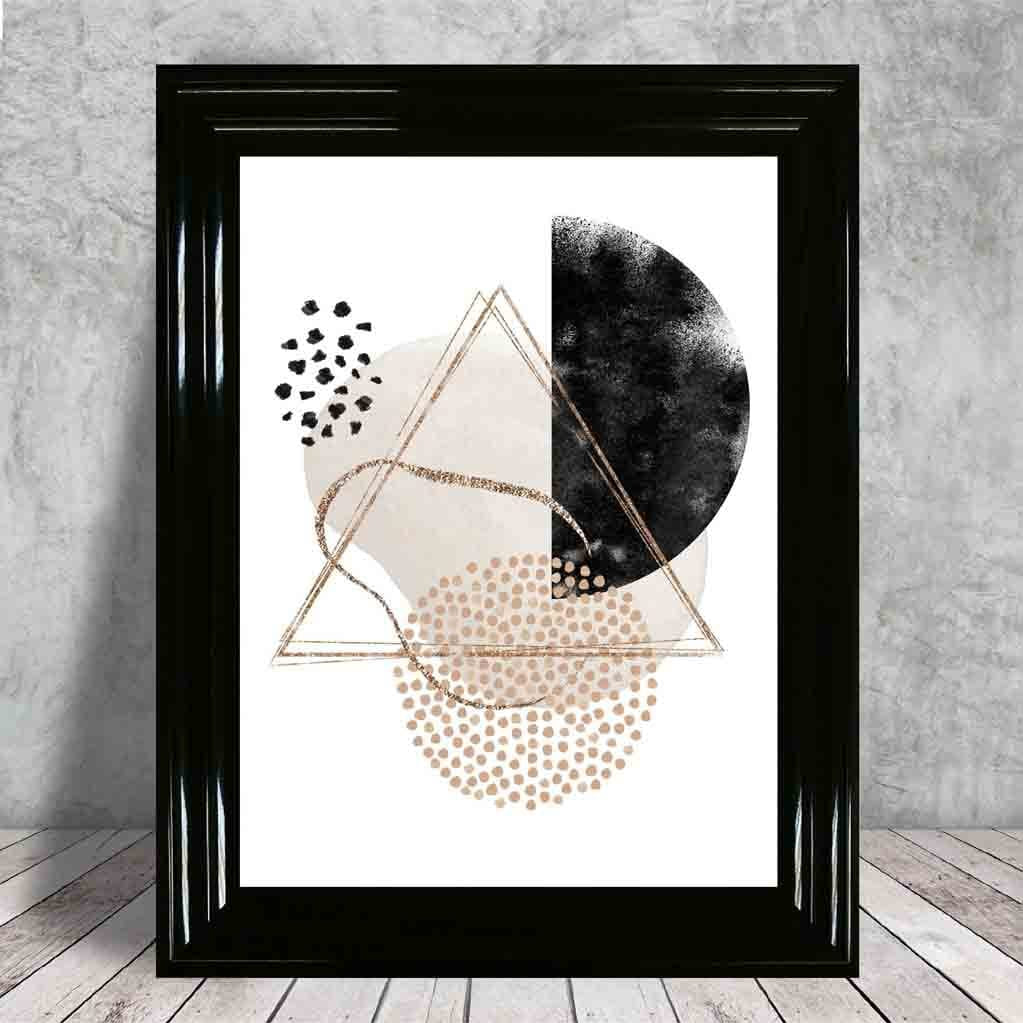 Abstract Geometric Black and Gold No 1 Art Print