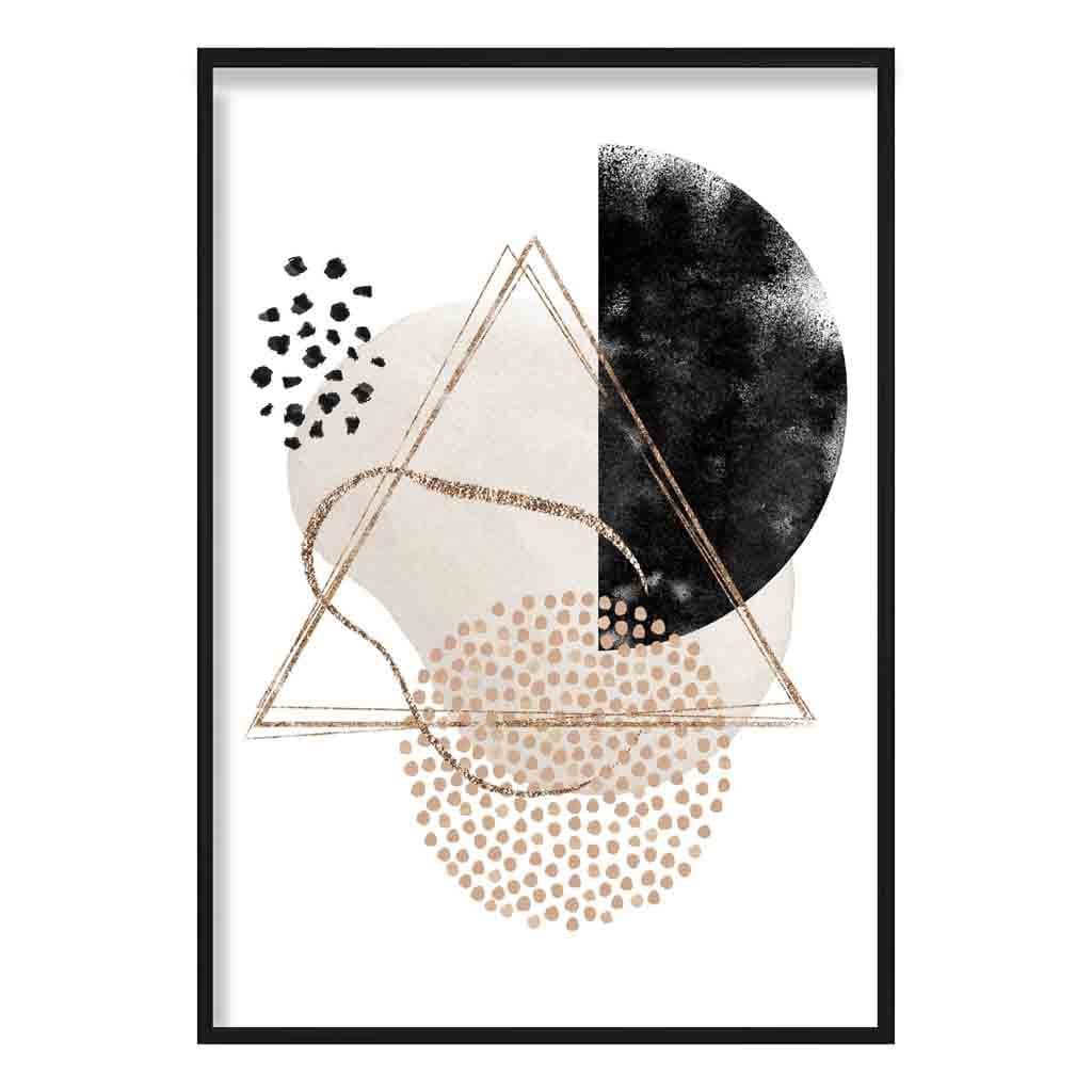 Abstract Geometric Black and Gold No 1 Art Print