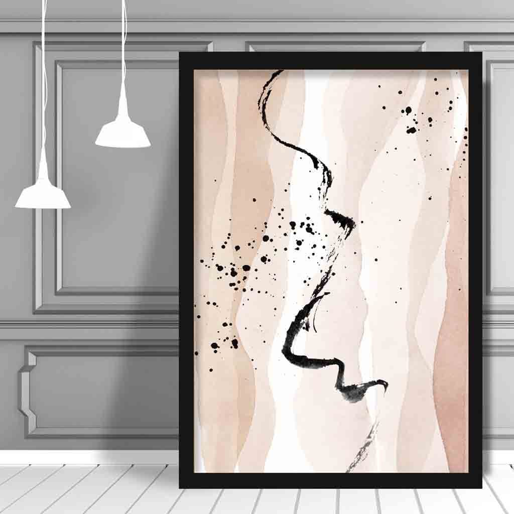 Abstract Beige and Black Landscape No3 Art Print