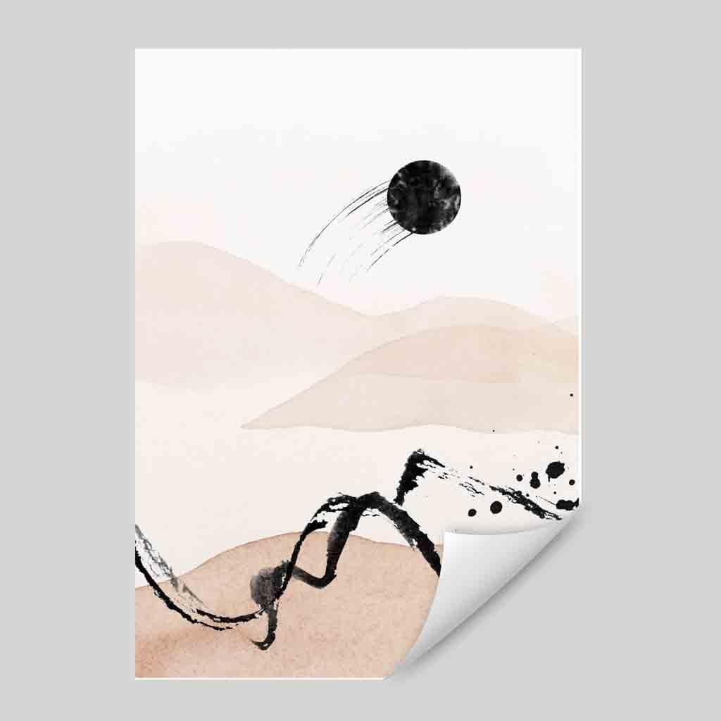 Abstract Beige and Black Landscape No 2 Art Print