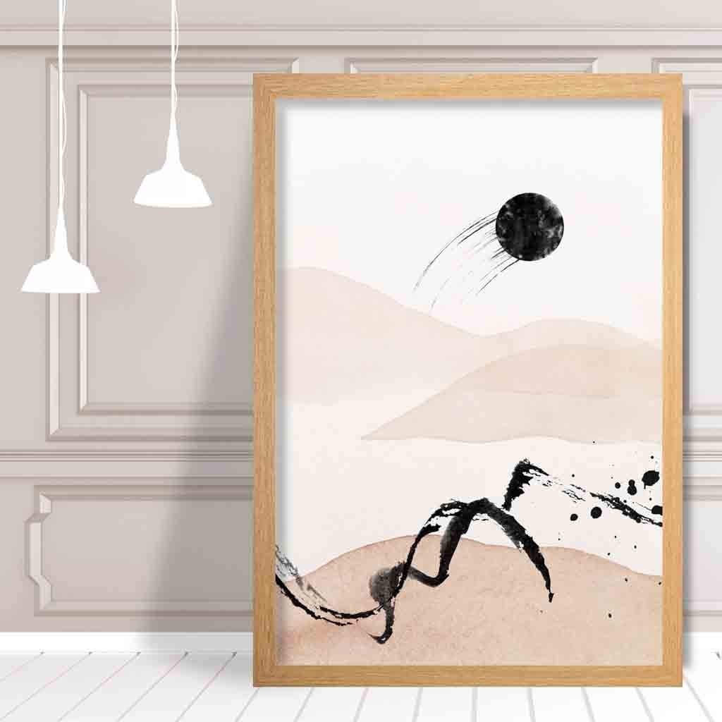 Abstract Beige and Black Landscape No 2 Art Print