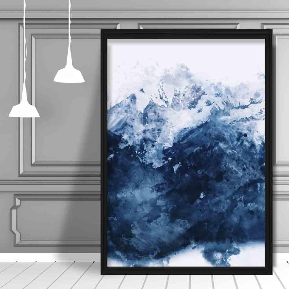 Blue Abstract Mountain 2 Watercolour Poster