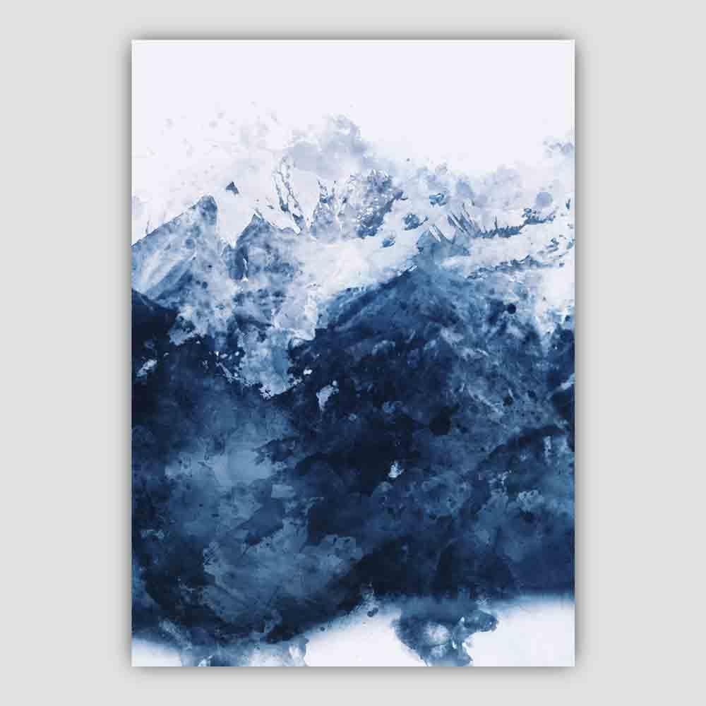 Blue Abstract Mountain 2 Watercolour Poster