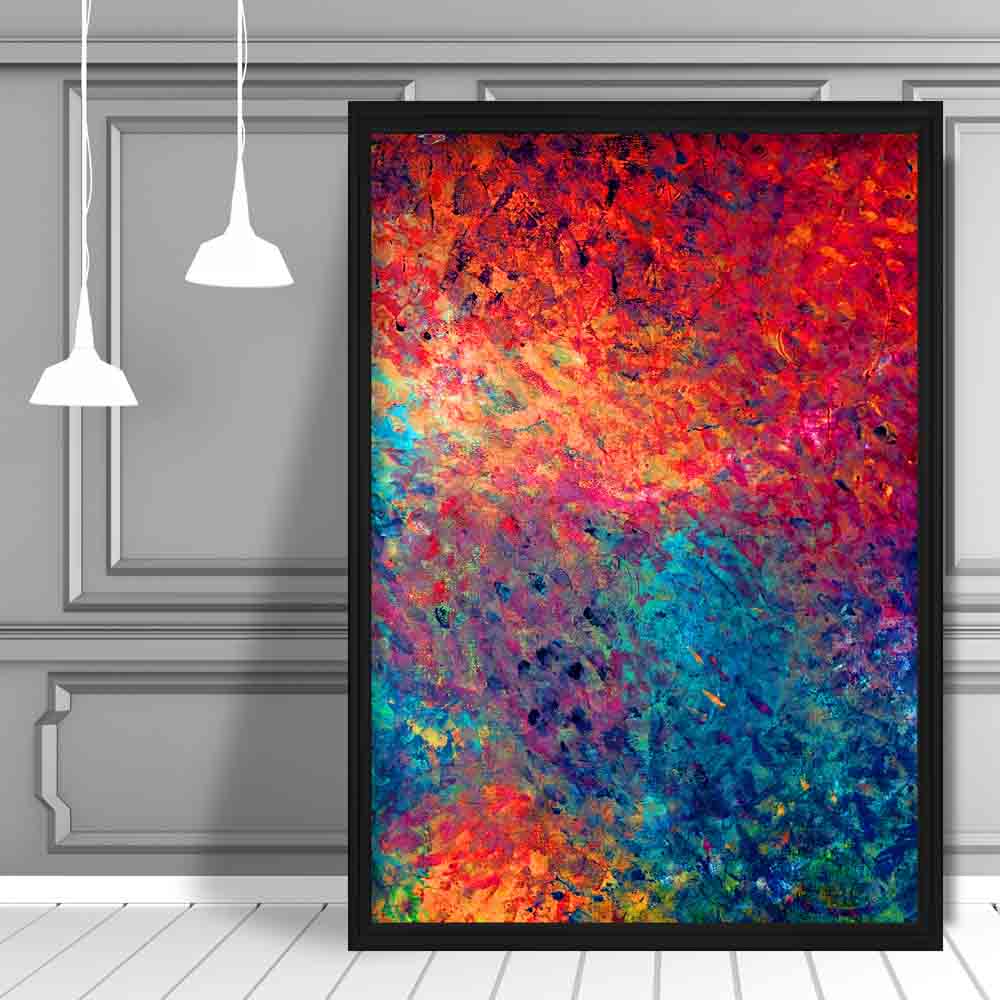 Bright Blue's and Pink's Abstract Oil 5 Poster