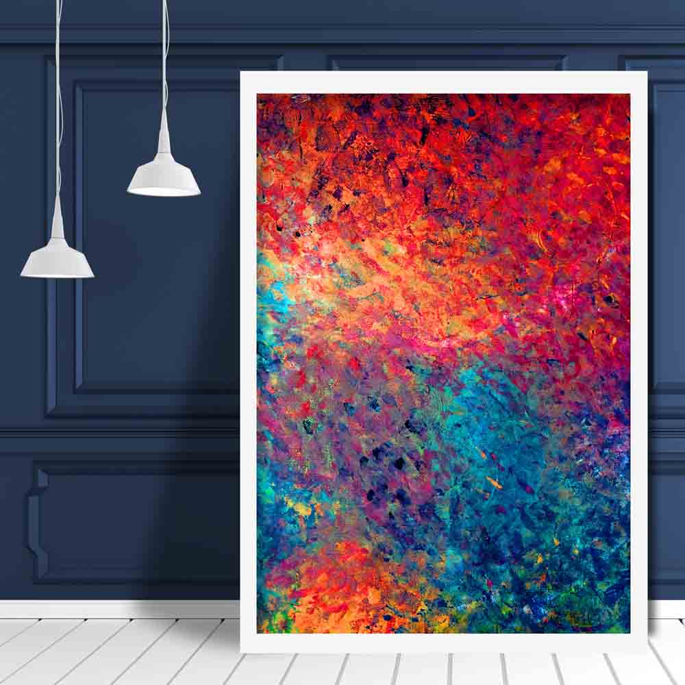 Bright Blue's and Pink's Abstract Oil 5 Poster