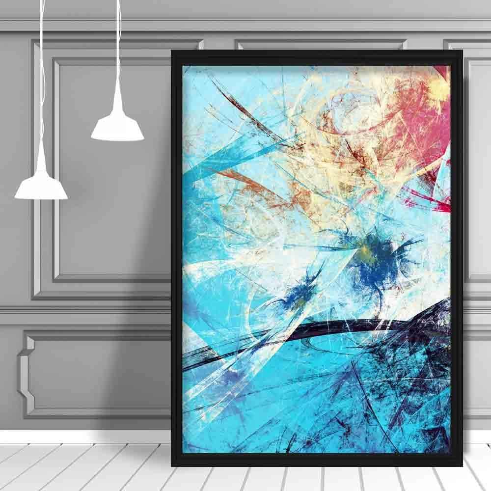 Bright Blue's and Pink's Abstract Oil 2 Poster