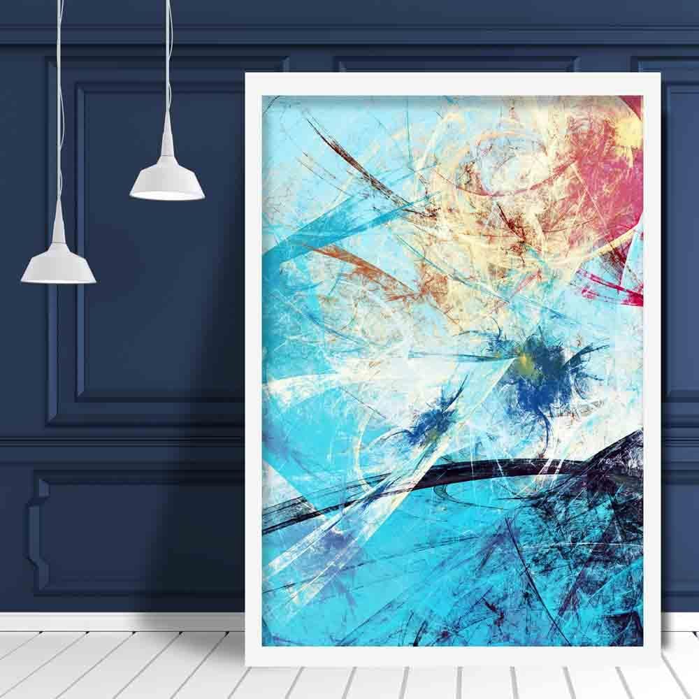 Bright Blue's and Pink's Abstract Oil 2 Poster