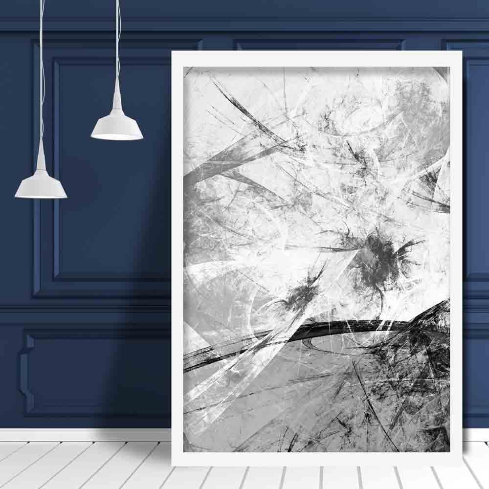 Black and Grey Abstract Oil 2 Poster