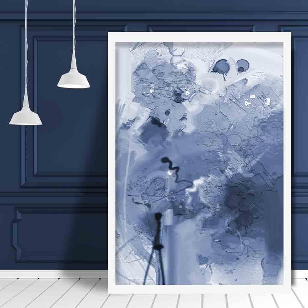 Abstract Textured Navy Blue Painting No 3 Art Print