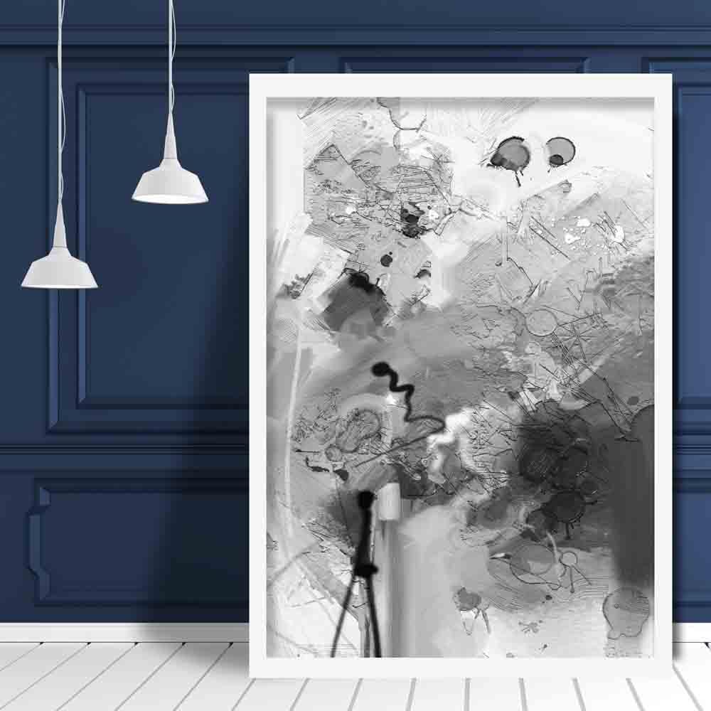 Abstract Textured Black and Grey Painting No 3 Print
