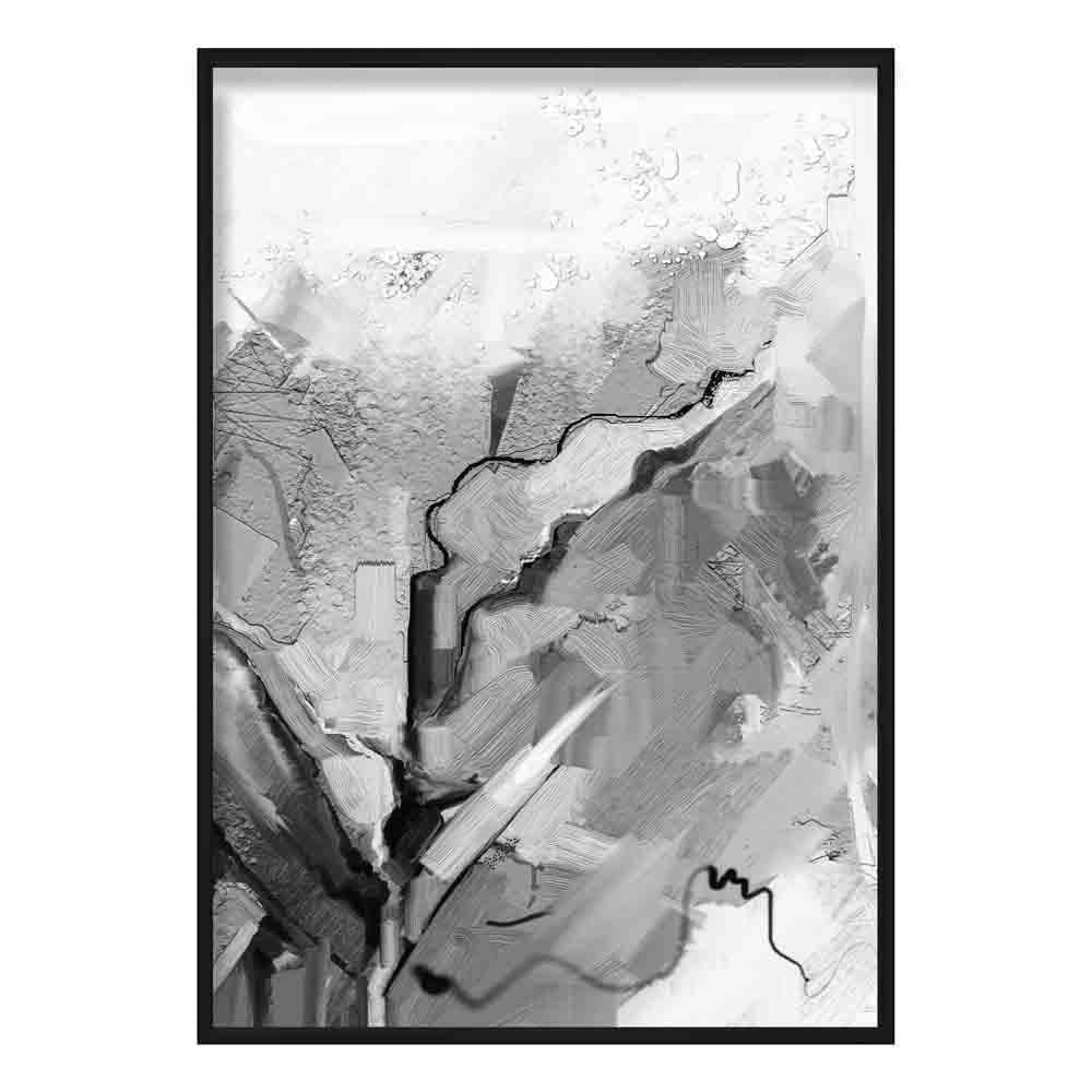Abstract Textured Black and Grey Painting No 2 Art Print