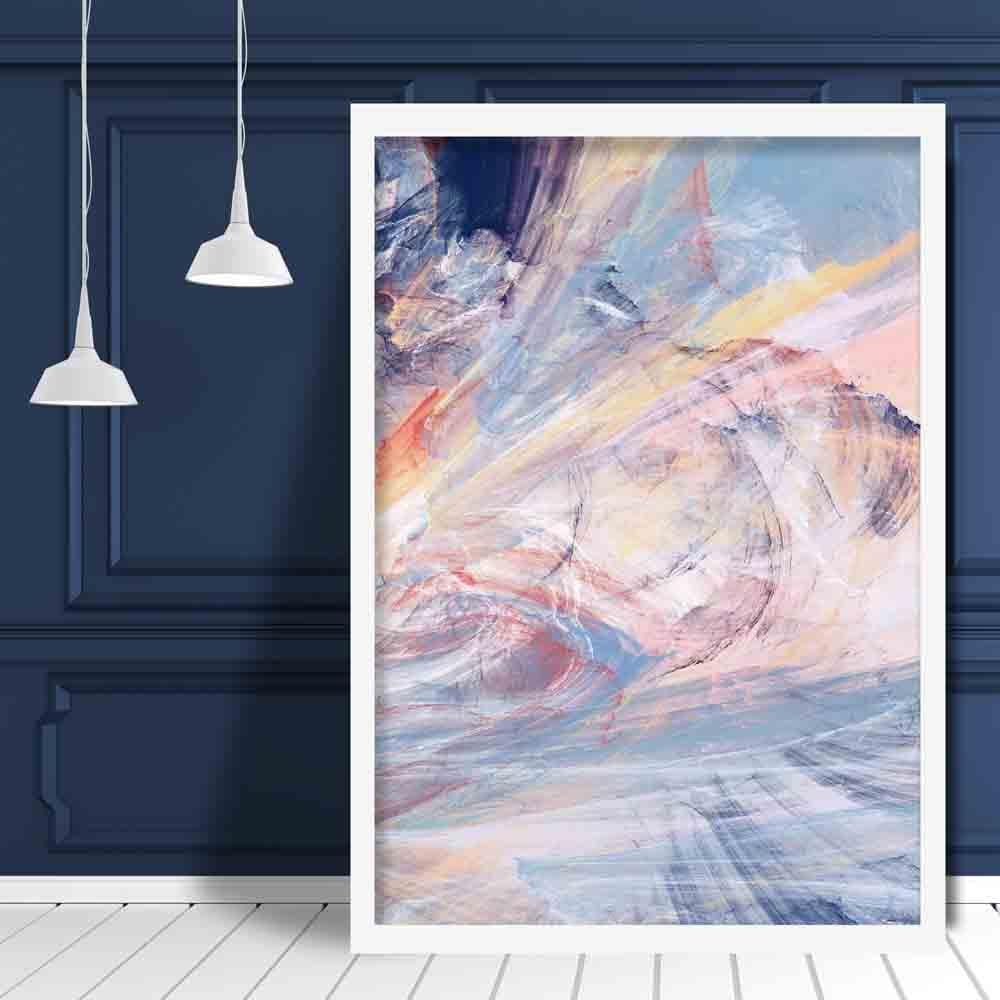 Pink & Blue Sunset Abstract Painting 3 Poster