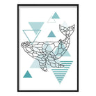 Whale Abstract Geometric Scandinavian Aqua Blue Poster