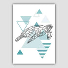 Turtle Abstract Geometric Scandinavian Aqua Blue Poster