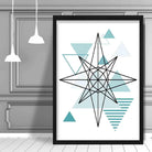 Star Abstract Geometric Scandinavian Aqua Blue Poster