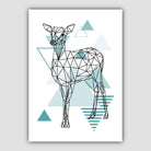Deer Abstract Geometric Scandinavian Aqua Blue Poster