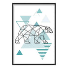 Polar Bear Abstract Geometric Scandinavian Aqua Blue Poster