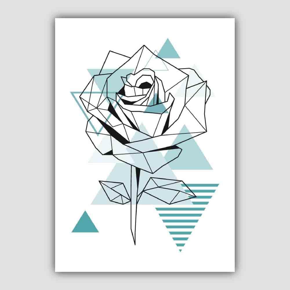 Rose Abstract Geometric Scandinavian Aqua Blue Poster