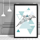 Dolphin Abstract Geometric Scandinavian Aqua Blue Poster