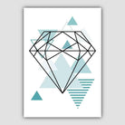 Diamond Abstract Geometric Scandinavian Aqua Blue Poster