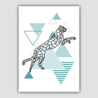 Cheetah Abstract Geometric Scandinavian Aqua Blue Poster