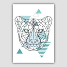 Cheetah Head Abstract Geometric Scandinavian Aqua Blue Poster