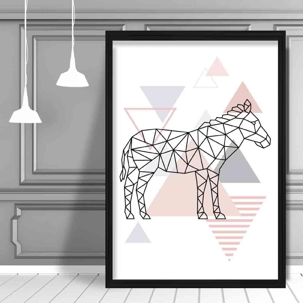Zebra Abstract Geometric Scandinavian Blush Pink Poster