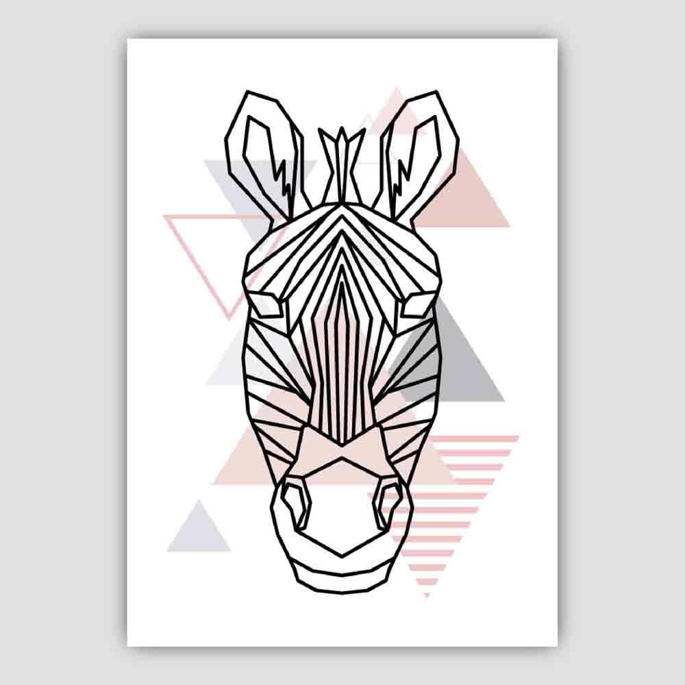 Zebra Head Abstract Geometric Scandinavian Blush Pink Poster